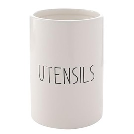 Widdop and Co Hestia White Dolomite Servewear Set - Utensil Pot 18cm x 13cm x 13cm - Contemporary Stylish Tableware - Lovely Gift Idea Housewarming Dining Dishes Serving