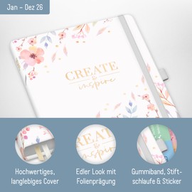 Häfft® Chäff-Timer Premium Calendar 2026 A5 "Sweet Flowers" Book Calendar, Appointment Calendar, Weekly Planner, Weekly Planner 12 Months: Jan 26 to Dec 26 - Sustainable and Climate Friendly