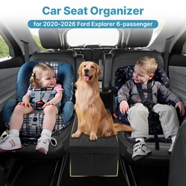 Mixsuper Liner Car Seat Organizer for Ford Explorer 2020-2026, Console Organizer Backseat Toy Bin for Explorer, Seat Aisle Storage Box for 6-Passenger Kids Dogs ST XLT Accessories