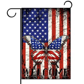 Red White and Blue Butterfly Memorial Day Garden Flag 12.5x18 Inch Double Sided 4th of July Veterans Day Patriotic Decorations and Supplies for Home