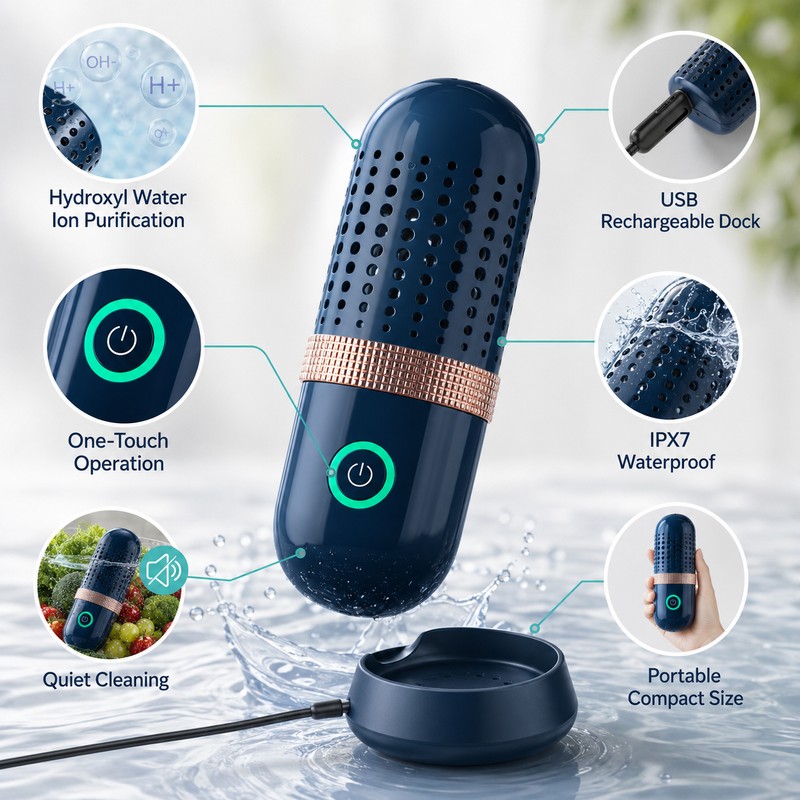 Portable Fruit and Vegetable Washer for Kitchen Use – Rechargeable
