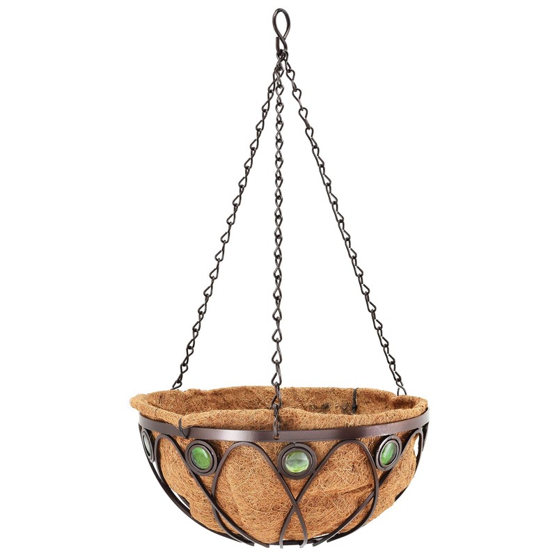 Arcadia Emerald Series Round Hanging Basket Planters, 16-Inch