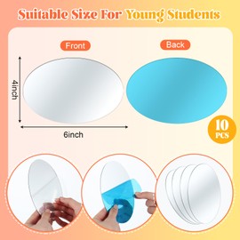 Dandat Dandat 10 Pcs Small Mirror for Kids 4 x 6 Inch Oval Shatter Proof Toddler Plastic Mirror for Classroom Decoration Bath DIY (Classic Color)