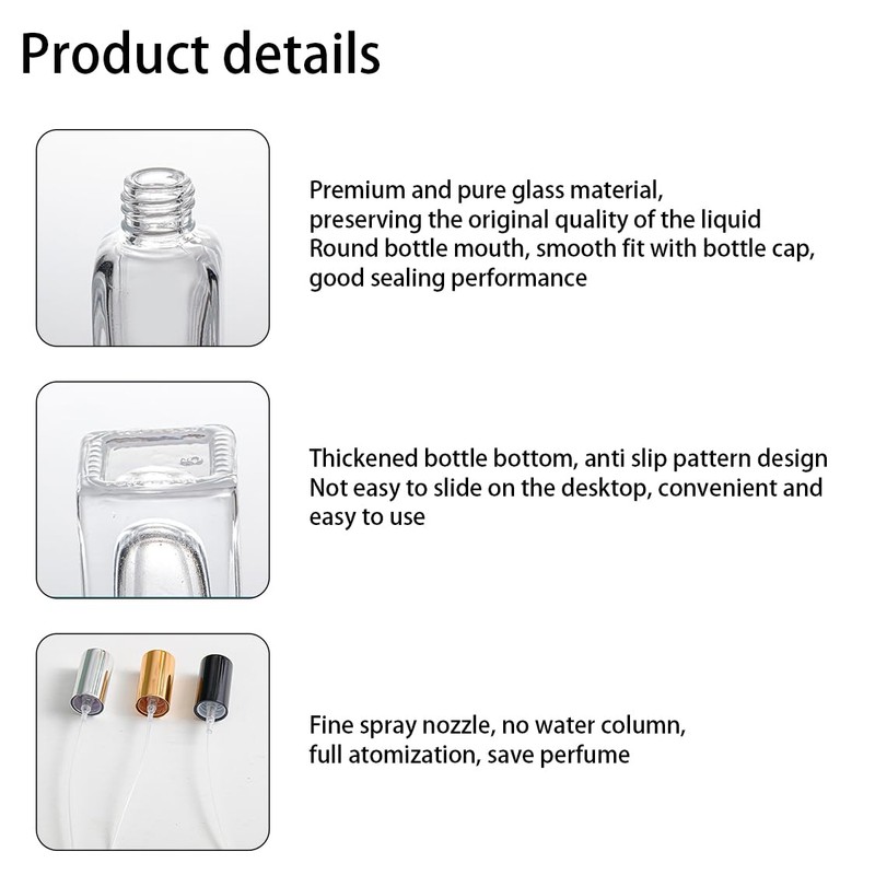 Sndperiexam 4 Pcs 10ML Travel Refillable Glass Mini Perfume Bottles,