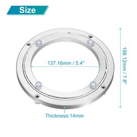 QUARKZMAN Aluminium Lazy Susan Bearing Metal Turntable Bearing Rotating Plate 8 Inch Mute for Dining Table Display Case Display Stand Silver