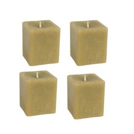 Candlestock Real Bayberry Square Votive Candle Pack - Pure Bayberry and Pure Beeswax Blend - Pack of 4 Natural Bayberry Square Votive Candles - No Fragrance Added Bayberry Candles