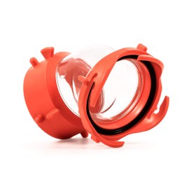 Camco RhinoFLEX Clear 45-Degree Camper/RV Sewer Hose Swivel Fitting - Features a Swivel Lug Fitting & a 4-Prong Bayonet Fitting - Made of Heavy-Duty Resin (39847)