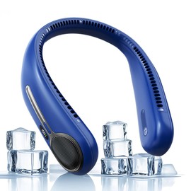 Kinhowly Portable Neck Fan,Personal Hands Free Bladeless Fan,360° Cooling Fan,LED Display,4-Speeds,6000mAh Rechargeable Quick,Long Use Time,Wearable Fan,Birthday Gifts for Men Women Dad Mom (Navy)