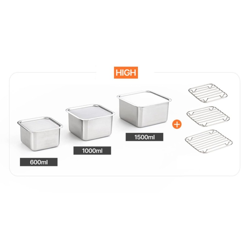 EVERSTEN CuBE High 3PCS Set Stainless Steel Food Storage Containers