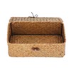 Hand-Woven Seagrass Storage Basket with Lid Design for Desktop Organization