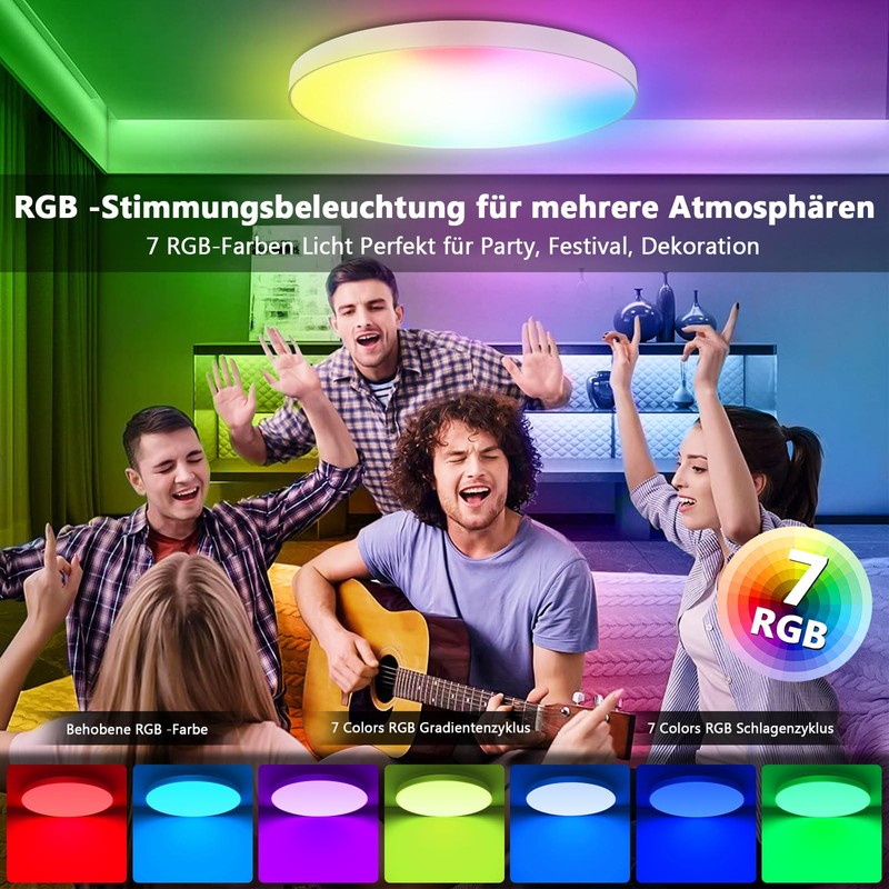 OUILA LED Ceiling Light Dimmable 24 W RGB Colour Changing