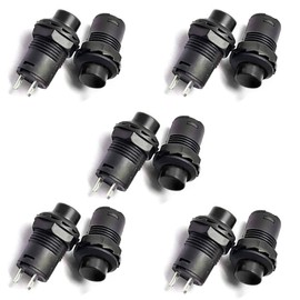 10 x Push Button Round Button 12 mm DIY Pressure Switch AC 1.5 A/230 V 12 V Non-Momentary Button Switch Black