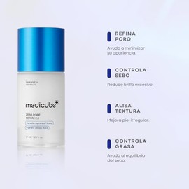 MEDICUBE Zero Pore Serum 2.0, Sérum Facial Coreano con Extracto de Camelia y Raíz de Pueraria, para Poros Visibles, Exceso de Grasa y Textura Irregula