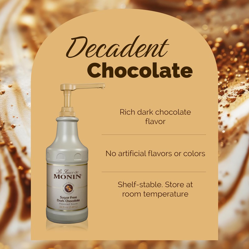 Monin - Sugar Free Dark Chocolate Sauce, Velvety and Rich,