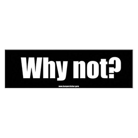 Bumper Sticker Guru 1179 - Why not?. Removable Bumper Sticker 10 x 3 inches