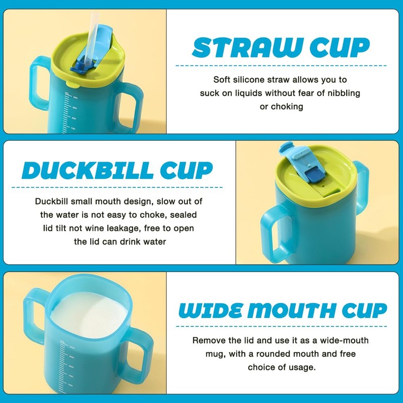 HOVCEH 2 PCS Elderly Spill Proof Cups, 280 ml Unspillable