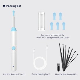 Silicone Ear Hygiene Set, HD Visual Earwax Removal Tool with Camera, 1296P HD Camera Ear Cleaner, Compatible with iPhone and Android Phones, Springtok, Spring Gift Set:_S2-White