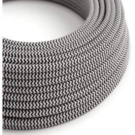 5Meters 3 Core Round Vintage Fabric Braided 0.75mm Flex Flexible Cable Electrical Wire for DIY Lamps Industrial Pendant Lights Lighting Appliances (Black, White)