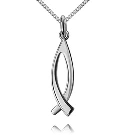 JEVELION Pendant 925 Silver with Fish Sterling Silver for Men and Women with Necklace Length Selectable, With chain: length 45 cm