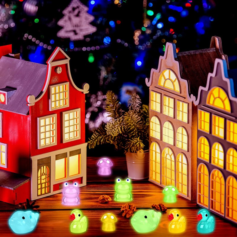 Guiqulai 128 Pcs Mini Resin Animals Luminous Resin Animals Mini