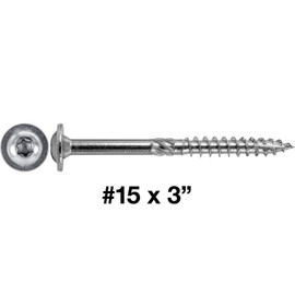 Jake Sales #15 x 3 Construction Lag Screw Stainless Steel T-30 Torx/Star Drive Heavy Duty Lag Screw Far Superior to Common Lag Screws Modified Truss Washer Head (50 Screw Count)