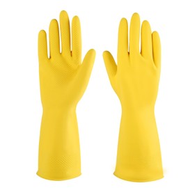 IUCGE Rubber cleaning gloves yellow 6 Pairs for Household,Reuseable dishwashing gloves for Kitchen.(6,Large)