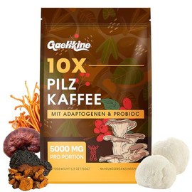 Mushroom Coffee - Mushroom Coffee with 10 Mushrooms, Adaptogens & Probiotics, Instant Arabica Coffee with Lion Mane, Chaga, Reishi, Cordyceps & More, Mushroom Extract Powder, 150g