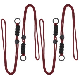 PATIKIL 4 Pcs Paracord Lanyard Necklace, Paracord Lanyard with Split Ring & Clip, Color Matching String for Outdoor Activities, Bag Pendant, Keys, Dark Red & Black