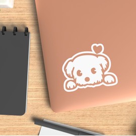 Cute Maltese Dog - Vinyl Decal - Car Phone Helmet - Select Size