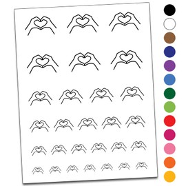 Hands Making Heart Temporary Tattoo Water Resistant Fake Body Art Set Collection - White (One Sheet)
