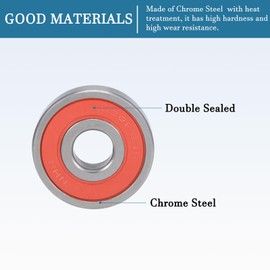 QUARKZMAN 6301-2RS Grooved Ball Bearings x 10 Pieces Chrome Steel Double Sealed for Mechanical Devices and Household Equipment [ID 12 mm x AD 37 mm x D 12 mm]