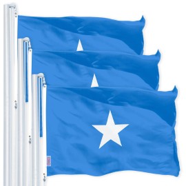UD_G128 3 Pack: Somalia (Somali) Flag  3x5 feet  Printed 150D Indoor/Outdoor, Vibrant Colors, Brass Grommets, Quality Polyester,