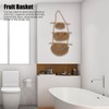 Hanging Fruit Basket 3 Tier Wall Mounted Handcraft Hemp Rope