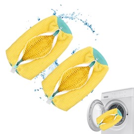 Shoe Wash Bag, Washing Machine, 360° Cleaning, Shock-Absorbing and Noise-Reducing, Multi Protection Shoe Bag, Washing Machine, Reusable Trainers, for All Shoe Types Sizes (Yellow-2)