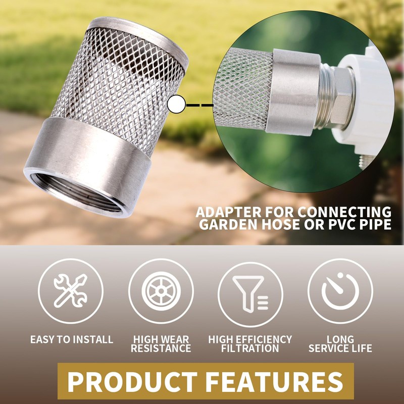 Tinoaly 2pcs 25mm Inlet Suction Strainer Mesh Filter, Stainless Steel