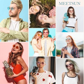 MEETSUN Small Round Polarized Sunglasses for Men Women Retro Vintage Circle Hippie Sun Glasses UV400(Gold/Purple)