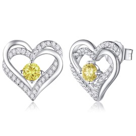 CDE Women Earrings 925 Sterling Silver Heart Stud Jewellery for Women Christmas Anniversary Birthday Jewelry Gifts for Her Women (sliver-11)