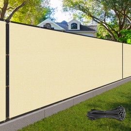 Palace World 7' x 20' Beige Fence Privacy Screen Commercial Grade Heavy Duty Black Bindings for Gardens Backyard Patio Construction Project Outdoor Events