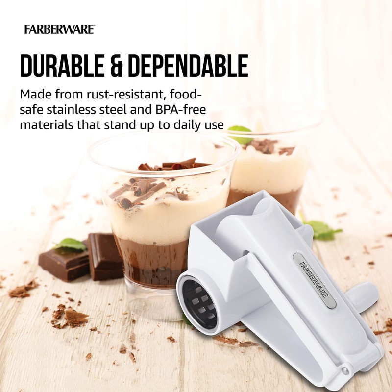Farberware Professional Rotary Grater with Fine Etched Stainless Steel Drum,