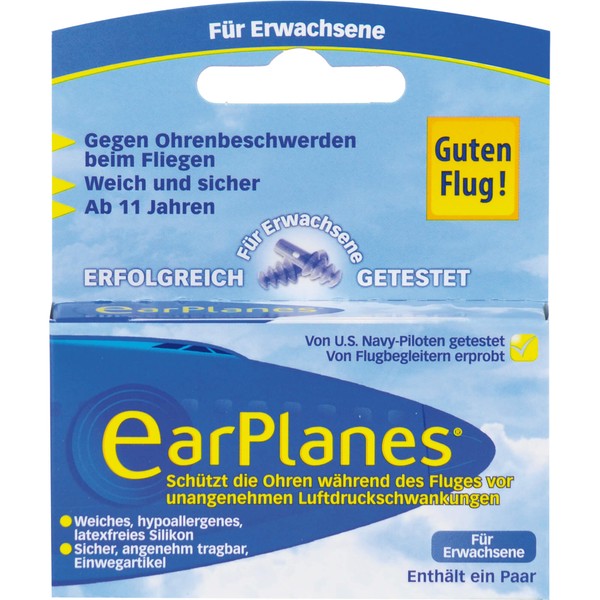 EarPlanes für Erwachsene schützt die Ohren während des Fluges Silikon, 2 pcs. Earplugs