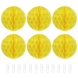 MECCANIXITY Paper Pom-Poms Flower Balls 6 Inch Paper Tissue Flower Balls for Party Flower Decoration Wedding Birthday Home Decoration Pack of 6,Yellow
