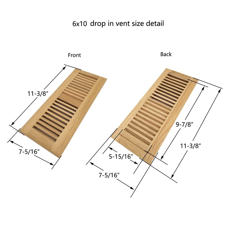 Homewell Red Oak Wood Floor Register Vent Cover, Drop in
