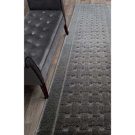 Non Slip Washable Carpet Runner Rug with Rubber Backing, Custom Floor Mat for Kitchen Hallway Stairs Bedroom Bathroom Entry, Anthracite Grey, Your Choice of Length, 26 Inch X 7 feet