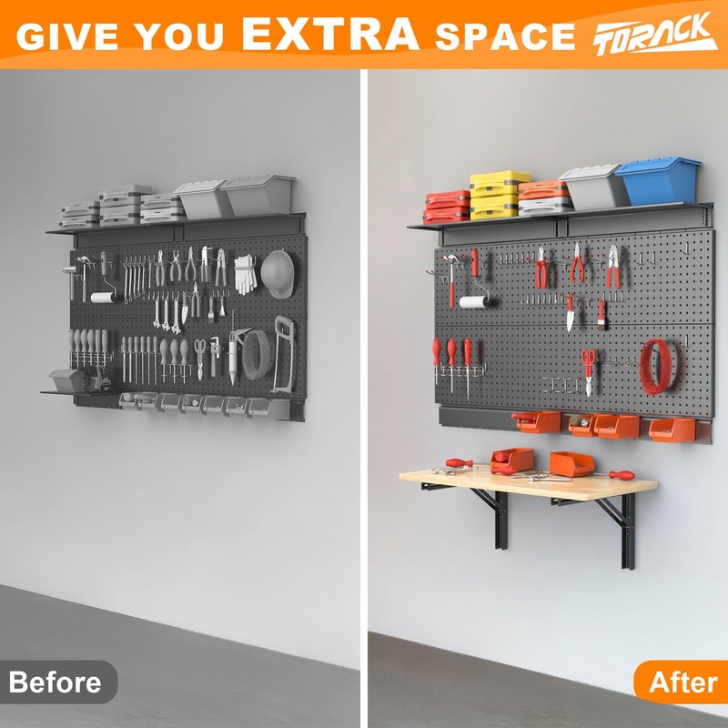 Heavy Duty Wall Mounted Folding Workbench, Collapsible Wall Table