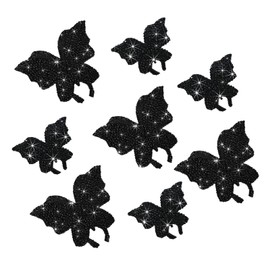 Wevdn 8 PCS Butterfly Crystal Car Stickers, Shiny Rhinestone Waterproof Butterfly Car Sticker Decal, Self Adhesive Glitter Decoration Stickers for Car Bumper Window Laptops Luggage (Black)