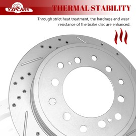 YXPCARS Ceramic Rear Brakes Pad and Rotors Drilled Slotted Vented Replacement Disc Brake Kits for Lexus Gx460 2010-2021, for Toyota 4Runner 2010-2021/ Fj Cruiser 2010 2011 2012 2013 2014