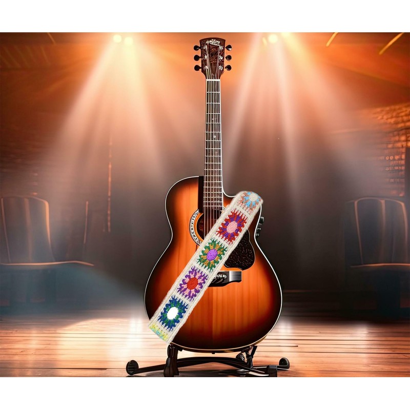 ZANZER Cotton Guitar Strap | Jacquard Crochet Design & Adjustable