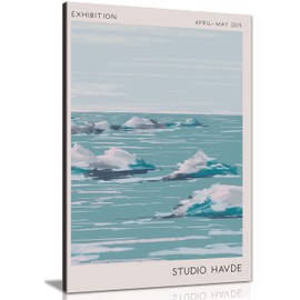 Panther Print Fine Art Prints Turquoise Sea Water Illustration Artistic Framed Canvas Print, Pictures for Home Walls, Bedroom, Living Room & Bathroom Decor 31x20cm (12x8in)