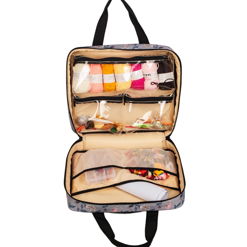 Portable Square Cross Stitch Starter Kits Bag Embroidery Project Bag