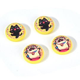 DLseego Thumb Grips Caps Design for Switch/Lite/OLED Console, Soft Silicone Joycon Analog Controller Protective Anti-Slip Covers 4PCS Button Joy Con Joystick Caps Cover, Cat - Yellow